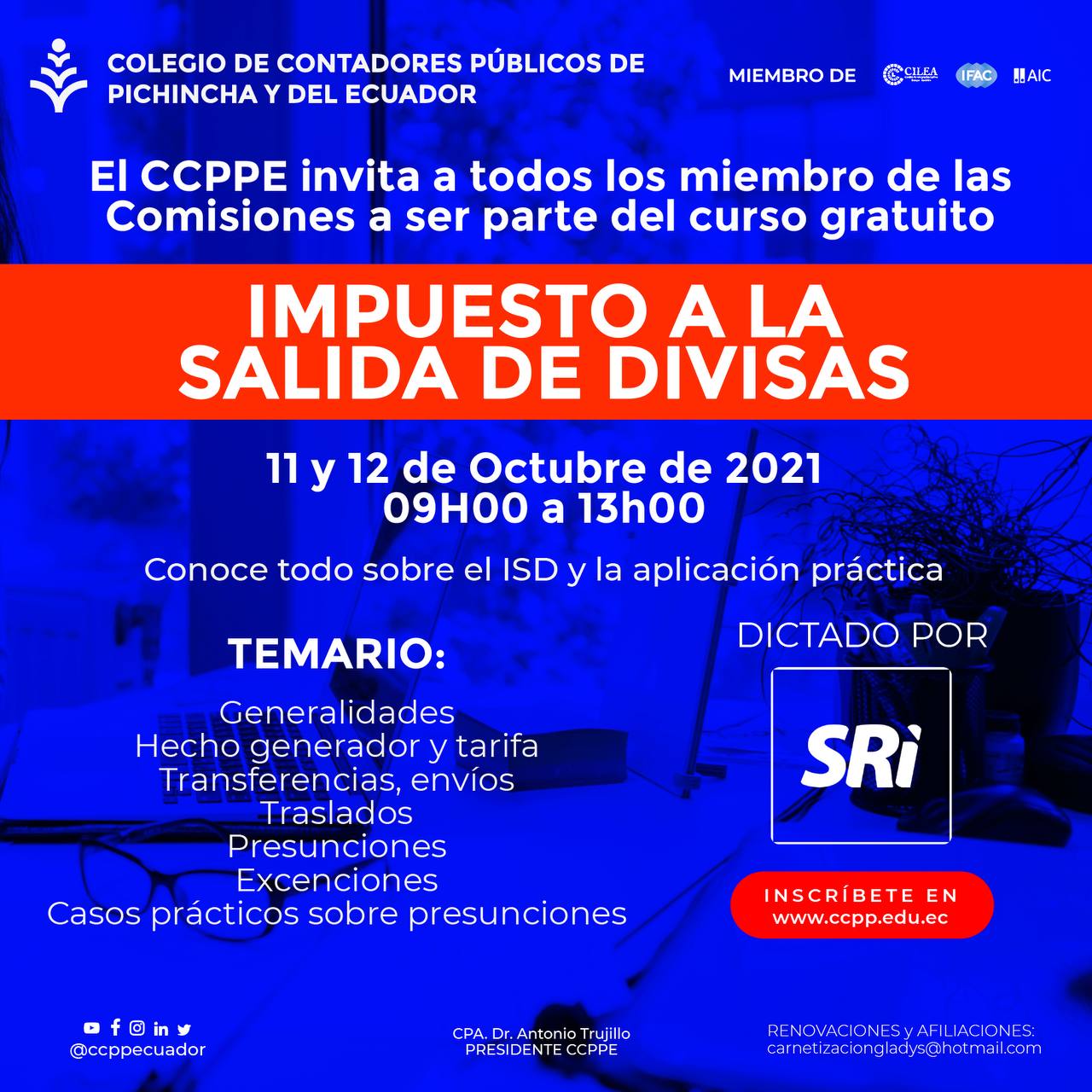 IMPUESTO SALIDA DIVISAS (COMISIONES CCPPE) - 11 y 13 OCTUBRE 2021