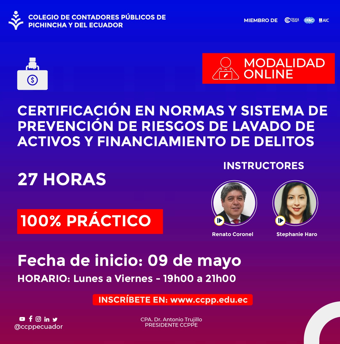 CERTIFICACIÓN EN NORMAS Y SISTEMA DE PREVENCIÓN DE RIESGOS DE LAVADO DE ACTIVOS - 09 MAYO 2022