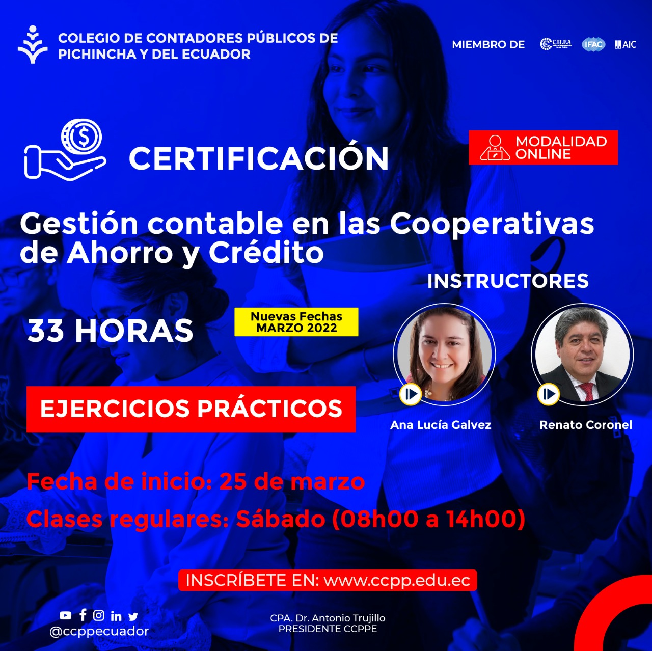CERTIFICACIÓN CONTABILIDAD COOPERATIVAS AHORRO Y CRÉDITO - 25 marzo 2022